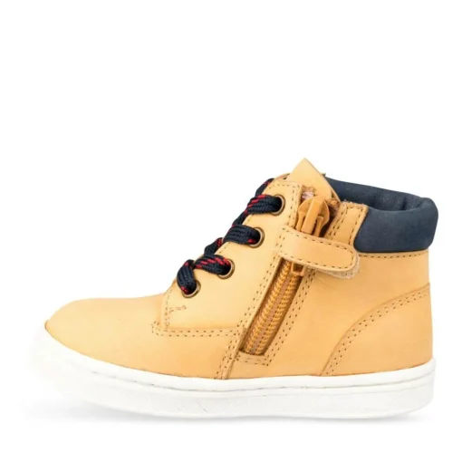 Baskets Montante MARRON Garçon CUIR Motif Uni Fermeture éclair