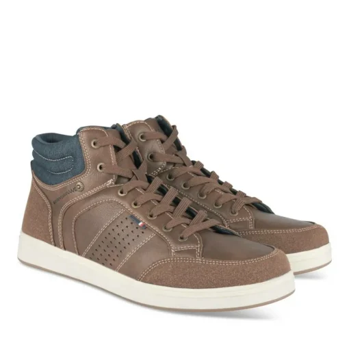 Baskets Montante MARRON Homme Motif Uni Lacets