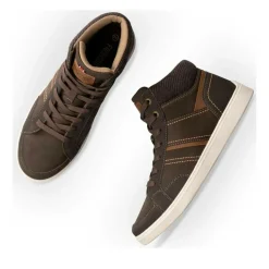 Baskets Montante MARRON Homme Motif Uni Lacets