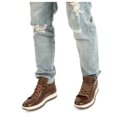 Baskets Montante MARRON Homme CUIR Motif Uni Lacets