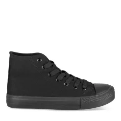 Baskets Montante NOIR Femme Motif Uni Lacets