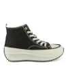 Baskets Montante NOIR Femme Motif Uni Lacets