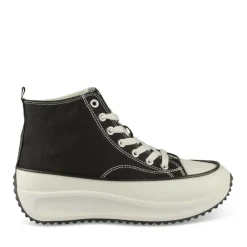Baskets Montante NOIR Femme Motif Uni Lacets