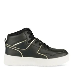 Baskets Montante NOIR Femme Motif Uni Lacets
