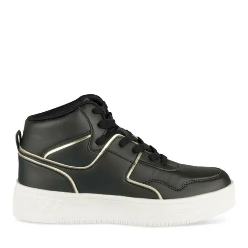 Baskets Montante NOIR Femme Motif Uni Lacets