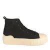 Baskets Montante NOIR Femme Motif Uni Lacets