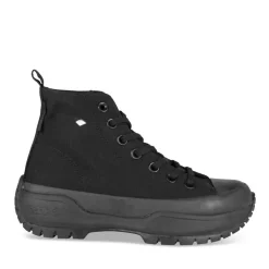 Baskets Montante NOIR Femme Motif Uni Lacets