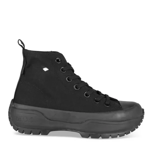 Baskets Montante NOIR Femme Motif Uni Lacets