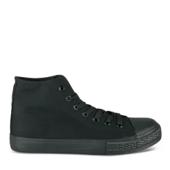 Baskets Montante NOIR Femme Motif Uni Lacets