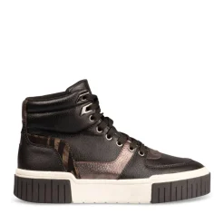 Baskets Montante NOIR Femme Motif Uni Lacets