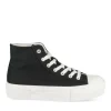 Baskets Montante NOIR Femme Motif Uni Lacets
