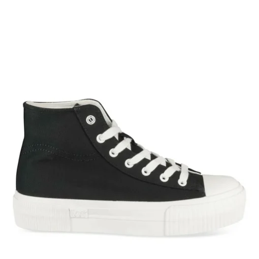 Baskets Montante NOIR Femme Motif Uni Lacets