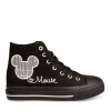 Baskets Montante NOIR Femme Motif Uni Lacets