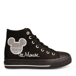 Baskets Montante NOIR Femme Motif Uni Lacets