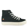 Baskets Montante NOIR Femme Motif Uni Lacets