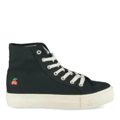 Baskets Montante NOIR Femme Motif Uni Lacets