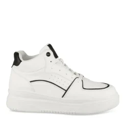 Baskets Montante NOIR Femme Motif Uni Lacets
