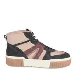 Baskets Montante NOIR Femme Motif Uni Lacets