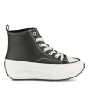 Baskets Montante NOIR Femme Motif Uni Lacets