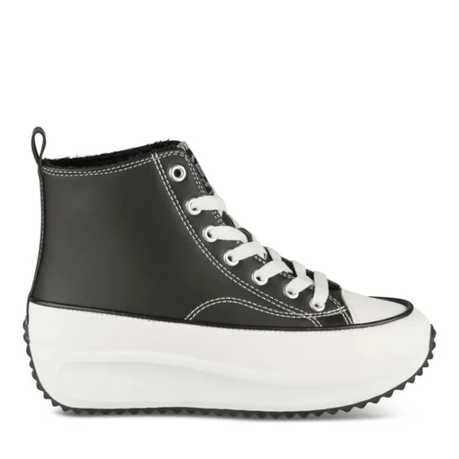 Baskets Montante NOIR Femme Motif Uni Lacets