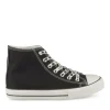 Baskets Montante NOIR Femme Motif Uni Lacets