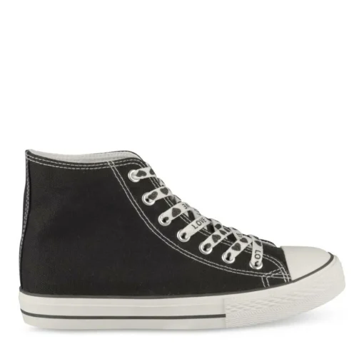 Baskets Montante NOIR Femme Motif Uni Lacets