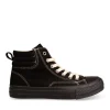 Baskets Montante NOIR Femme Motif Uni Lacets