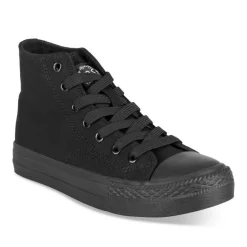 Baskets Montante NOIR Femme Motif Uni Lacets