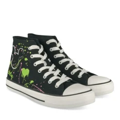 Baskets Montante NOIR Femme Motif Uni A Enfiler