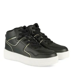 Baskets Montante NOIR Femme Motif Uni Lacets