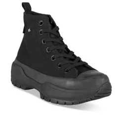 Baskets Montante NOIR Femme Motif Uni Lacets