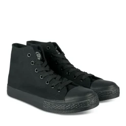 Baskets Montante NOIR Femme Motif Uni Lacets