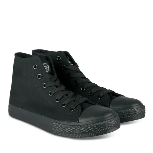 Baskets Montante NOIR Femme Motif Uni Lacets