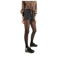 Baskets Montante NOIR Femme Motif Uni Lacets