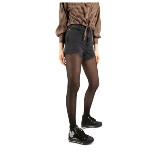 Baskets Montante NOIR Femme Motif Uni Lacets