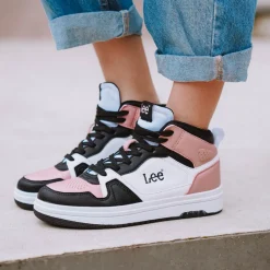 Baskets Montante NOIR Femme Motif Uni Lacets