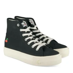 Baskets Montante NOIR Femme Motif Uni Lacets
