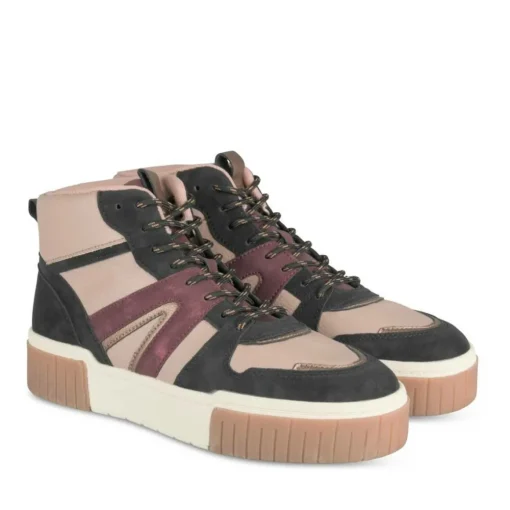Baskets Montante NOIR Femme Motif Uni Lacets