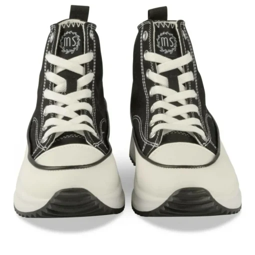 Baskets Montante NOIR Femme Motif Uni Lacets