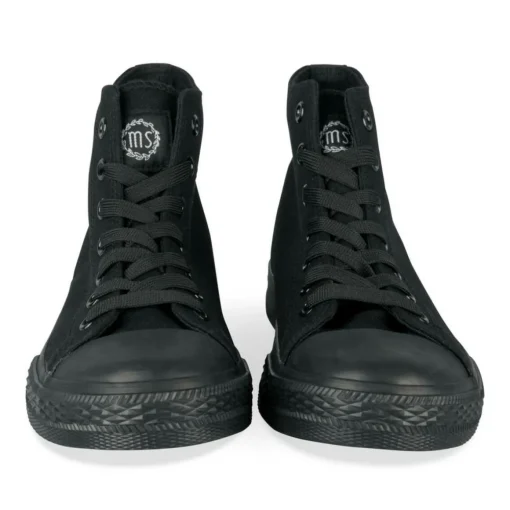 Baskets Montante NOIR Femme Motif Uni Lacets