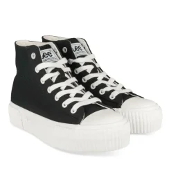 Baskets Montante NOIR Femme Motif Uni Lacets