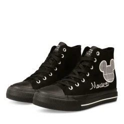 Baskets Montante NOIR Femme Motif Uni Lacets