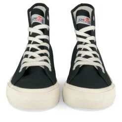 Baskets Montante NOIR Femme Motif Uni Lacets