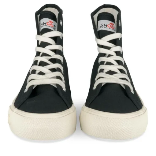 Baskets Montante NOIR Femme Motif Uni Lacets