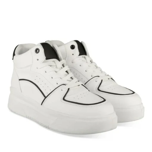 Baskets Montante NOIR Femme Motif Uni Lacets