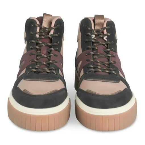 Baskets Montante NOIR Femme Motif Uni Lacets