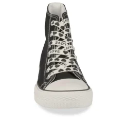 Baskets Montante NOIR Femme Motif Uni Lacets