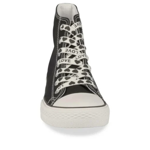 Baskets Montante NOIR Femme Motif Uni Lacets