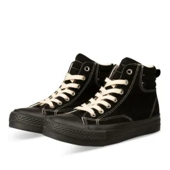 Baskets Montante NOIR Femme Motif Uni Lacets