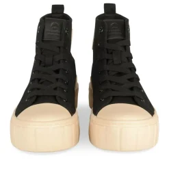 Baskets Montante NOIR Femme Motif Uni Lacets